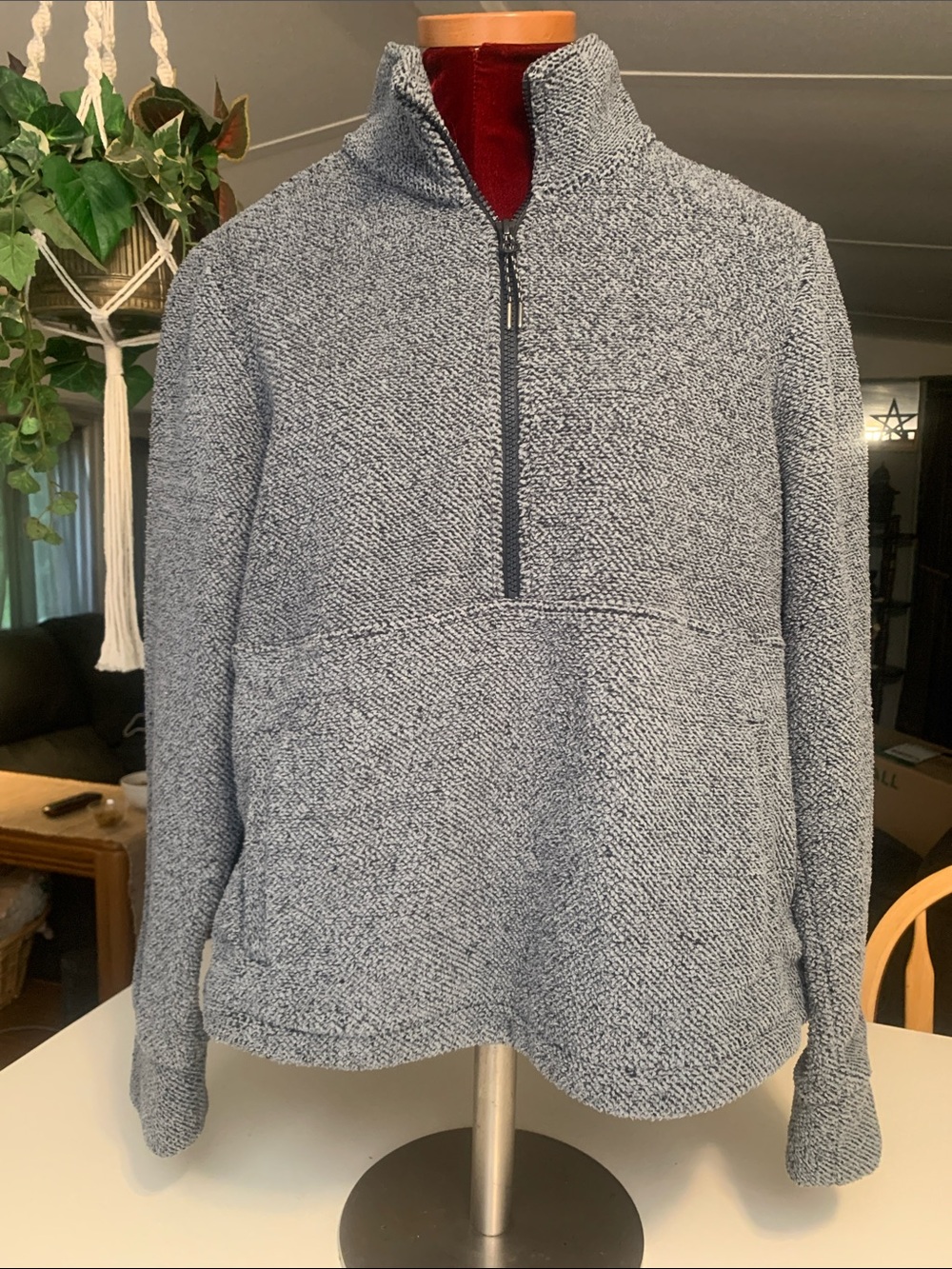 Eddie Bauer Light Gray/Charcoal Half-Zip Pullover